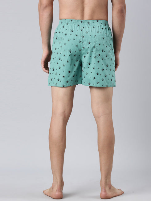 Mint Green Printed Pure Cotton Boxer